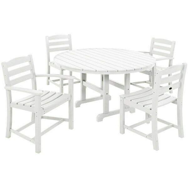 Polywood La Casa Cafe 5-Piece White Dining Set with 2 Arm Chairs and 2 Side Chairs 633PWS1711WH